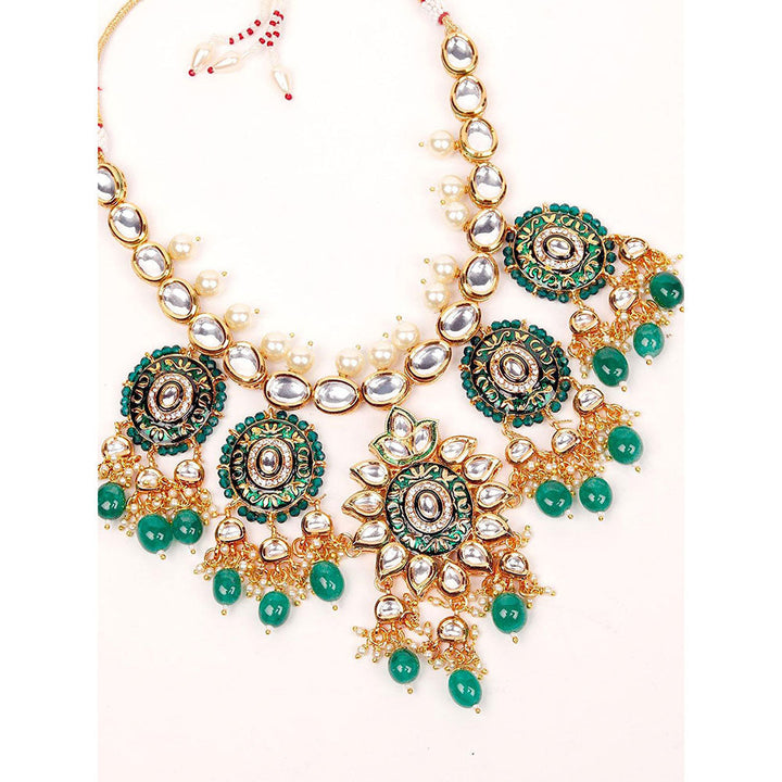 Odette Green Kundan Motif Detailing Jewellery Set