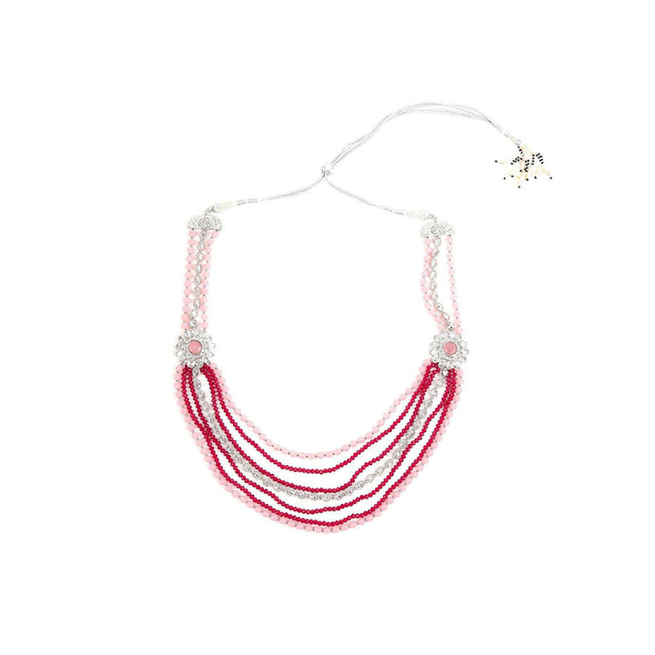 Odette Pink Red Multi String Necklace Set