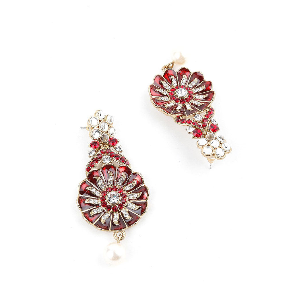 Odette Red and White Floral Kundan Choker Necklace Set