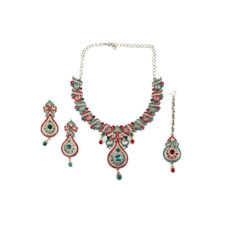 Odette Red, Gold and Green Crystal Necklace Set