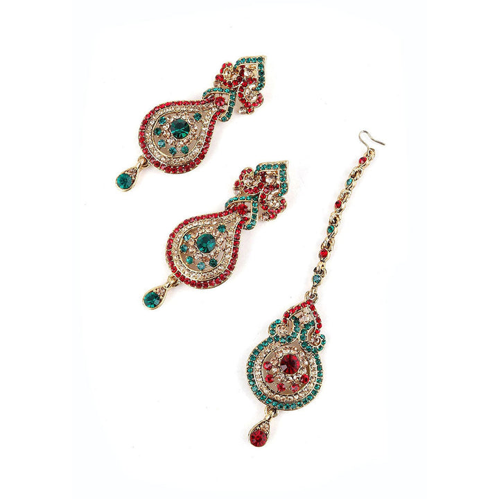 Odette Red, Gold and Green Crystal Necklace Set