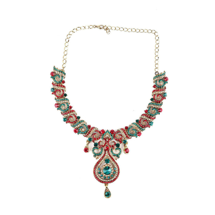 Odette Red, Gold and Green Crystal Necklace Set