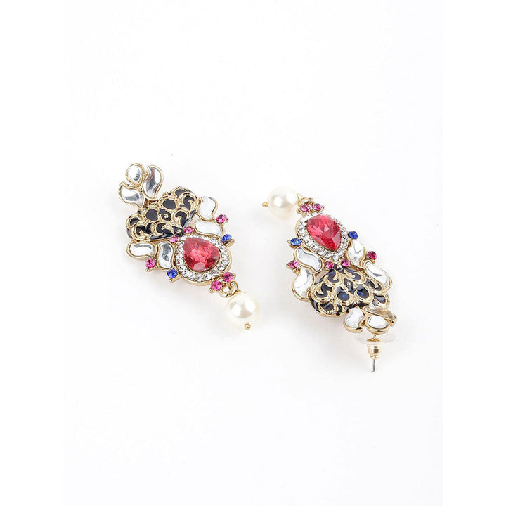 Odette White, Magenta and Indigo Kundan Choker Set