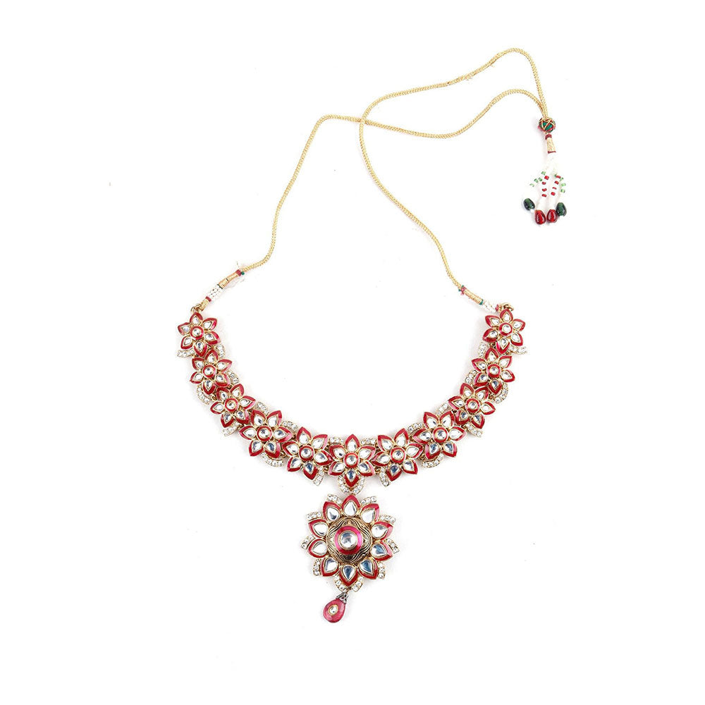 Odette Red Kundan Necklace Set