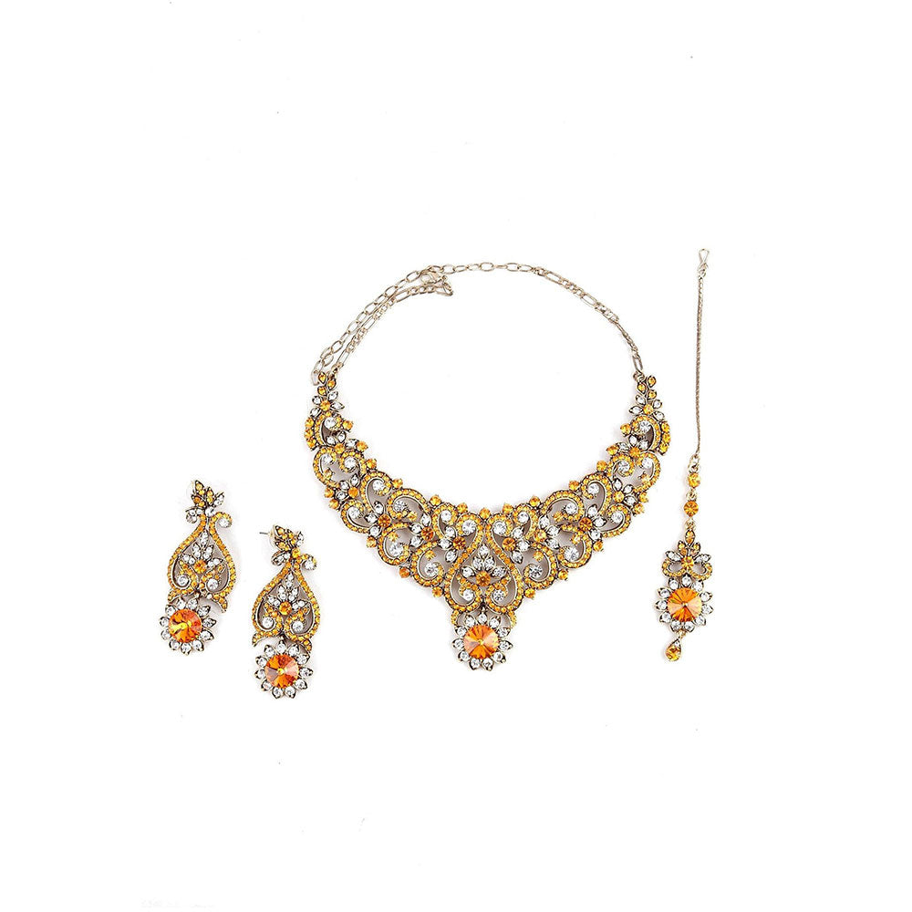 Odette Yellow Crystal Necklace Set