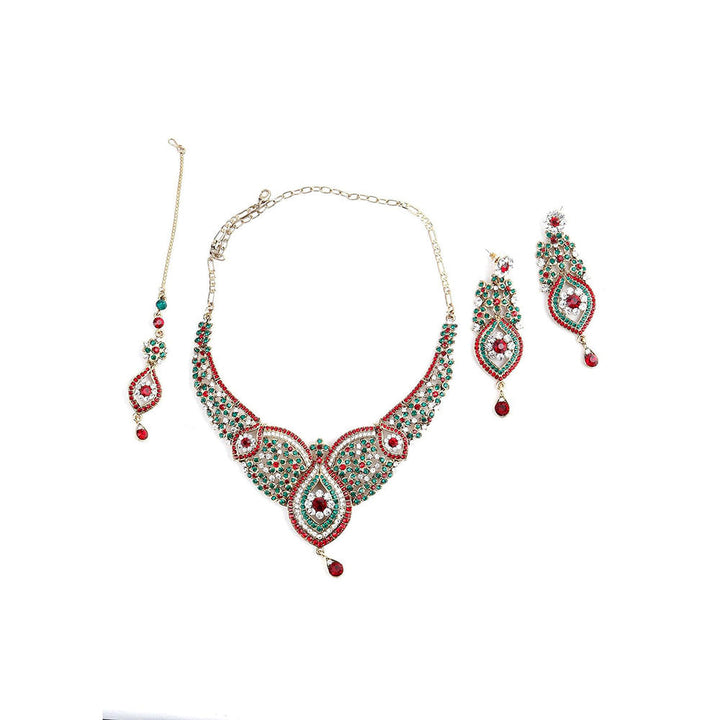 Odette Red and Green Crystal Necklace Set