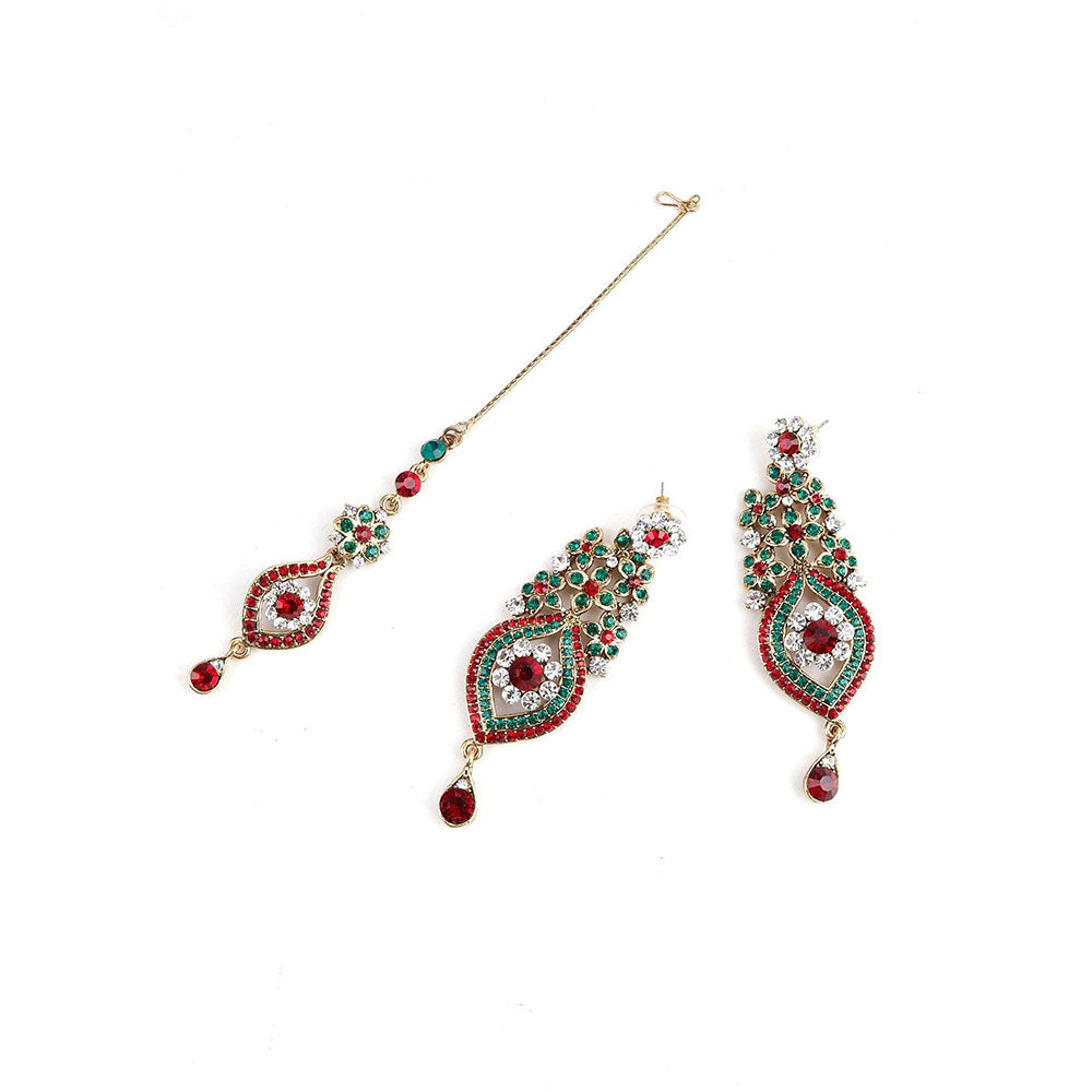 Odette Red and Green Crystal Necklace Set