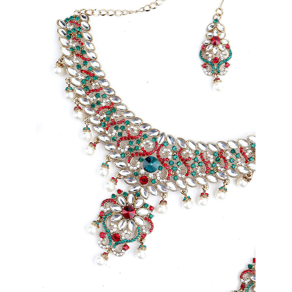 Odette Red and Green Crystal Necklace Set