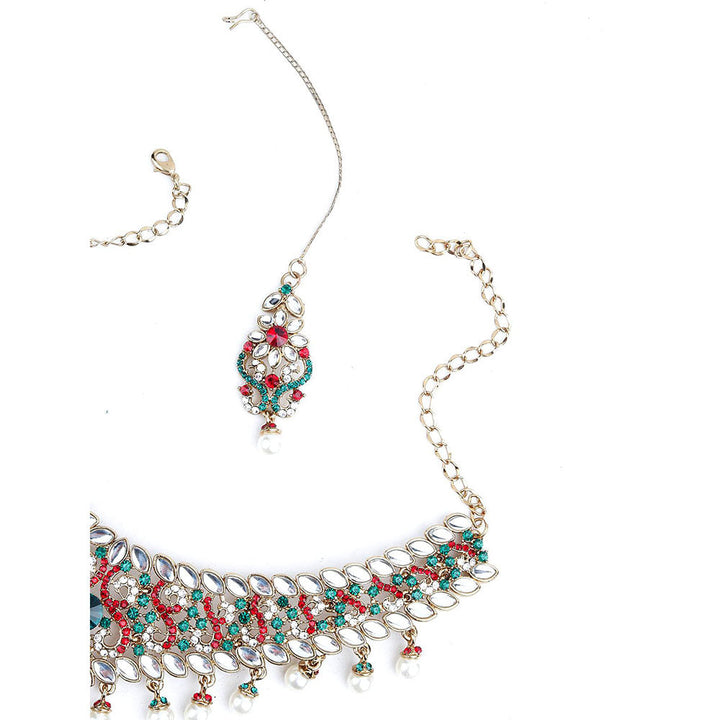 Odette Red and Green Crystal Necklace Set