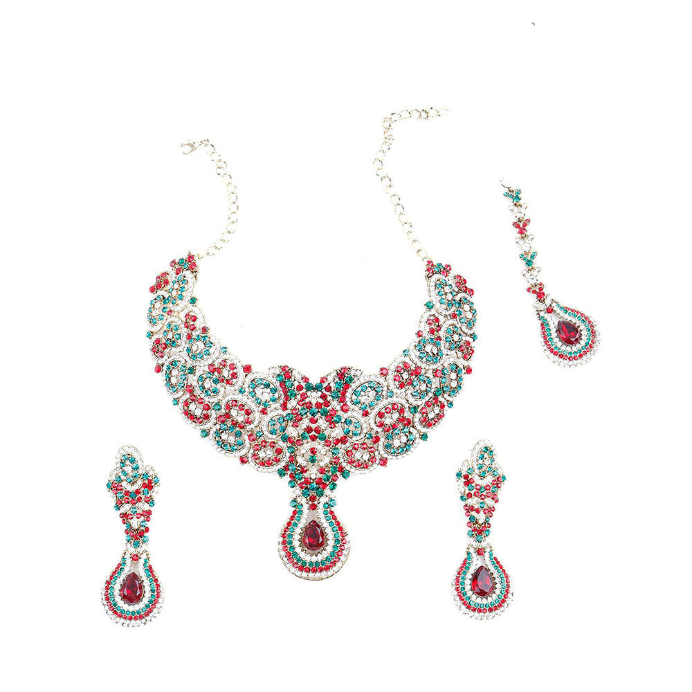 Odette Red and Green Crystal Necklace Set