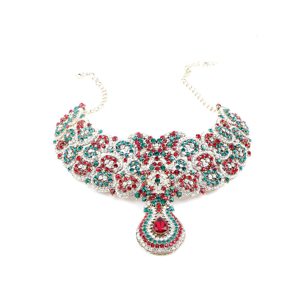 Odette Red and Green Crystal Necklace Set