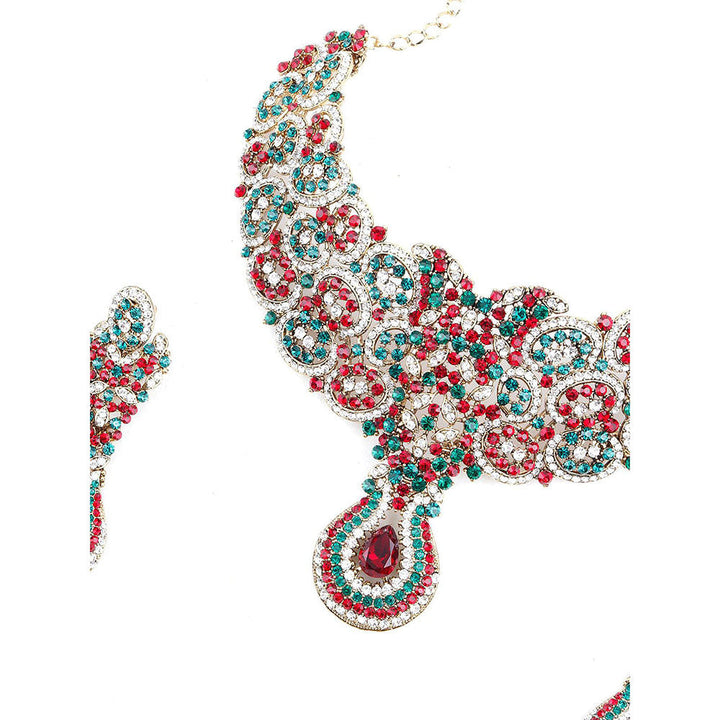 Odette Red and Green Crystal Necklace Set