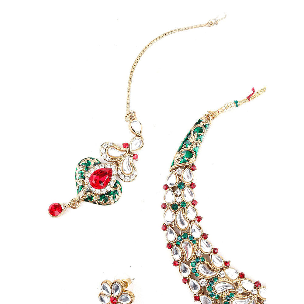 Odette Pretty In Kundan and Crystal Jewellery Set