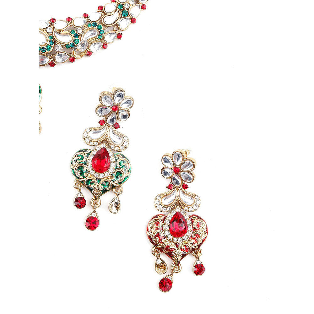 Odette Pretty In Kundan and Crystal Jewellery Set