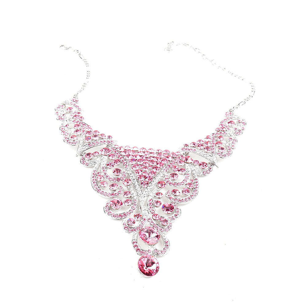 Odette Pink Crystal Necklace Set