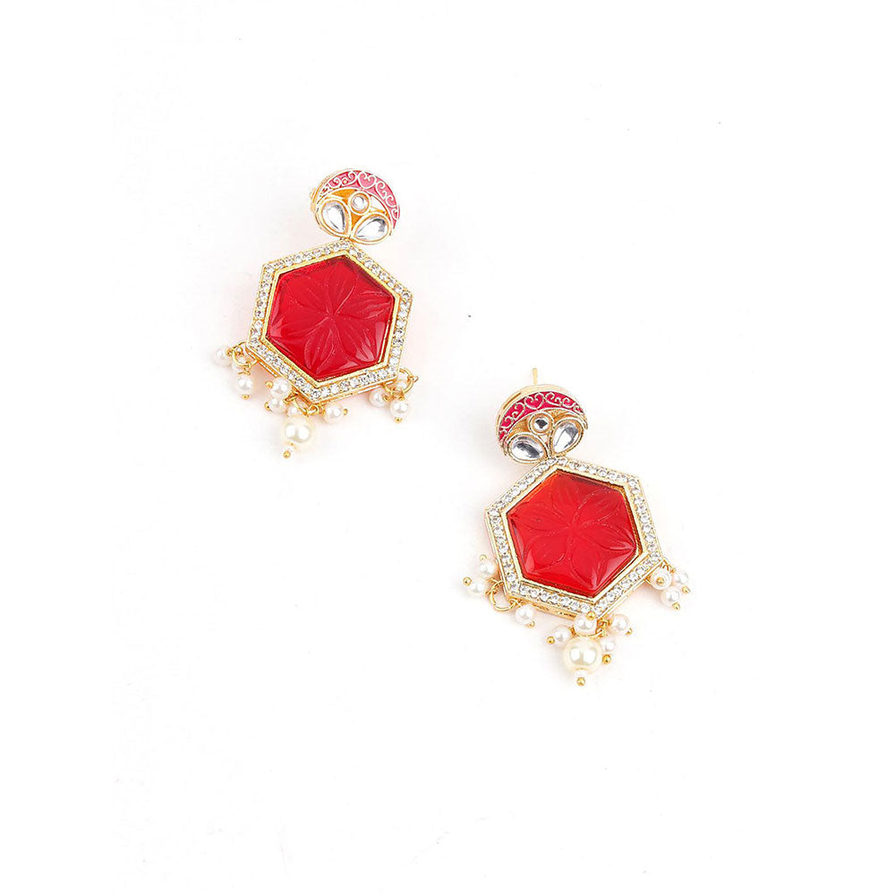 Odette Red and White Kundan Jewellery Set