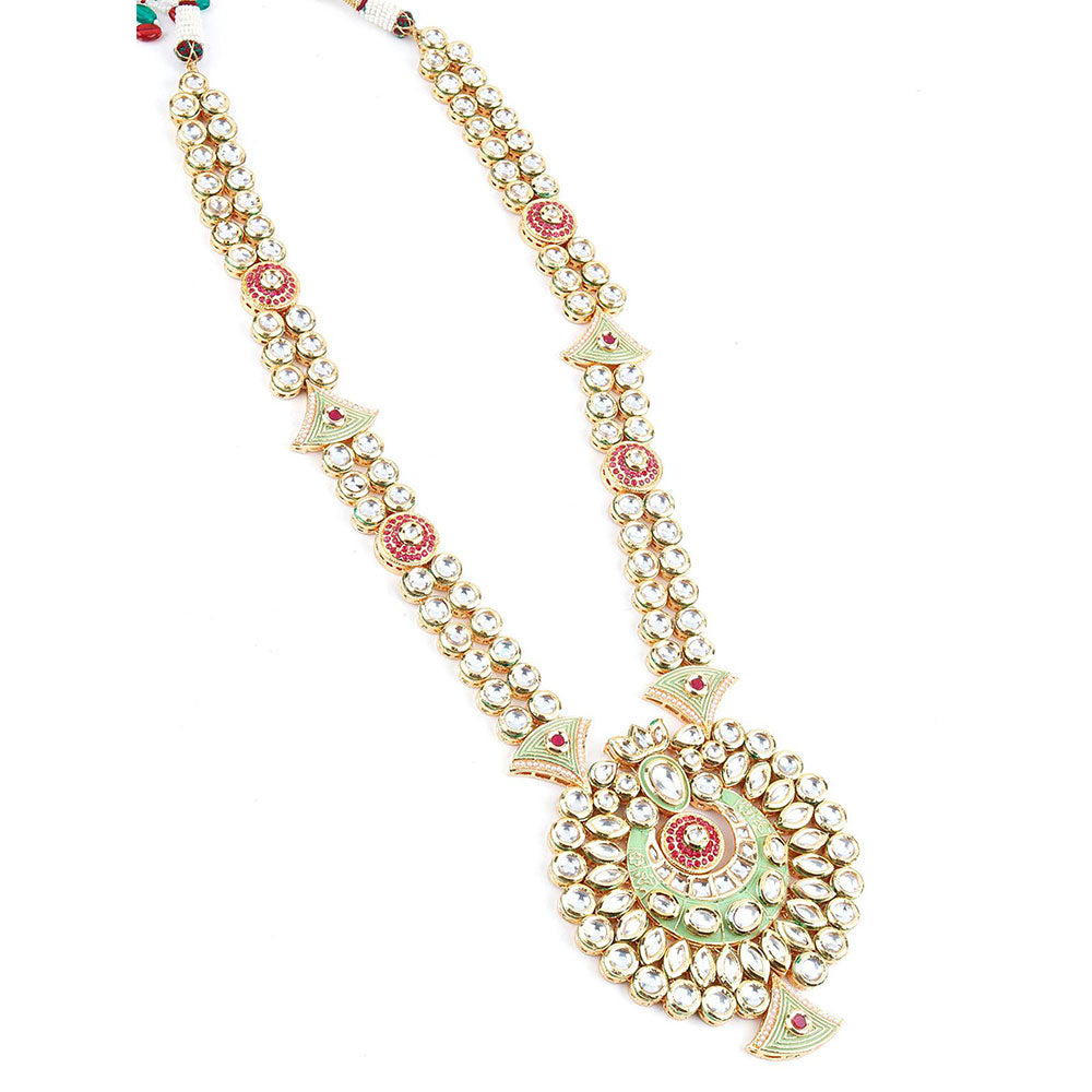 Odette Light Green and Red Jewellery Heavy Set