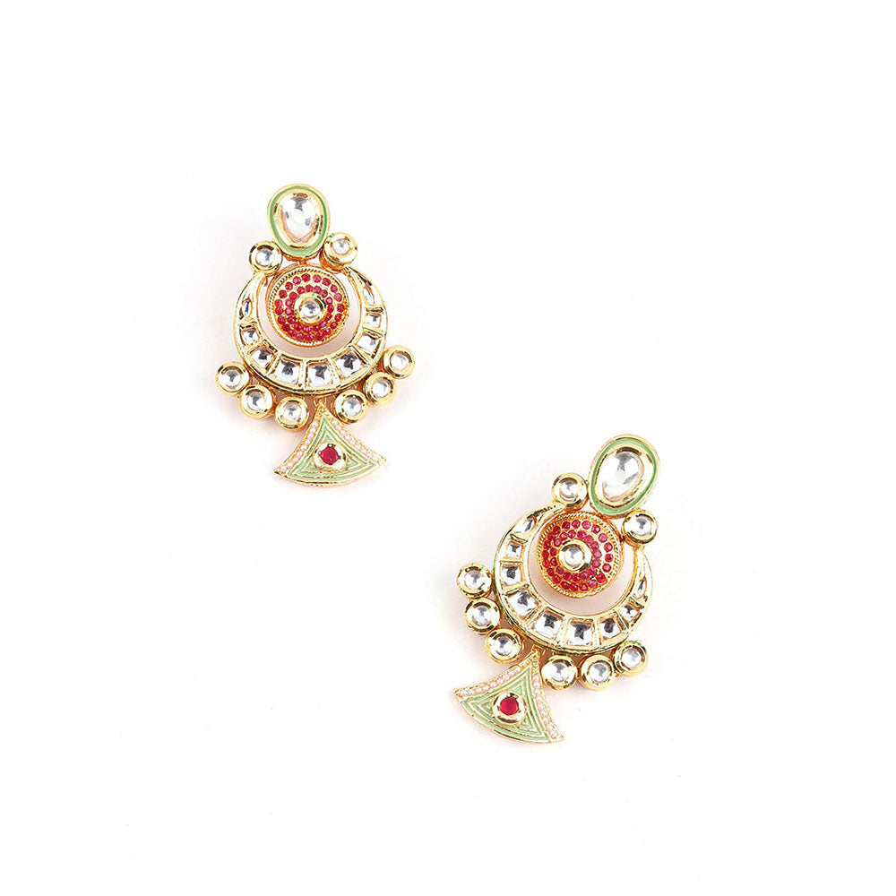 Odette Light Green and Red Jewellery Heavy Set