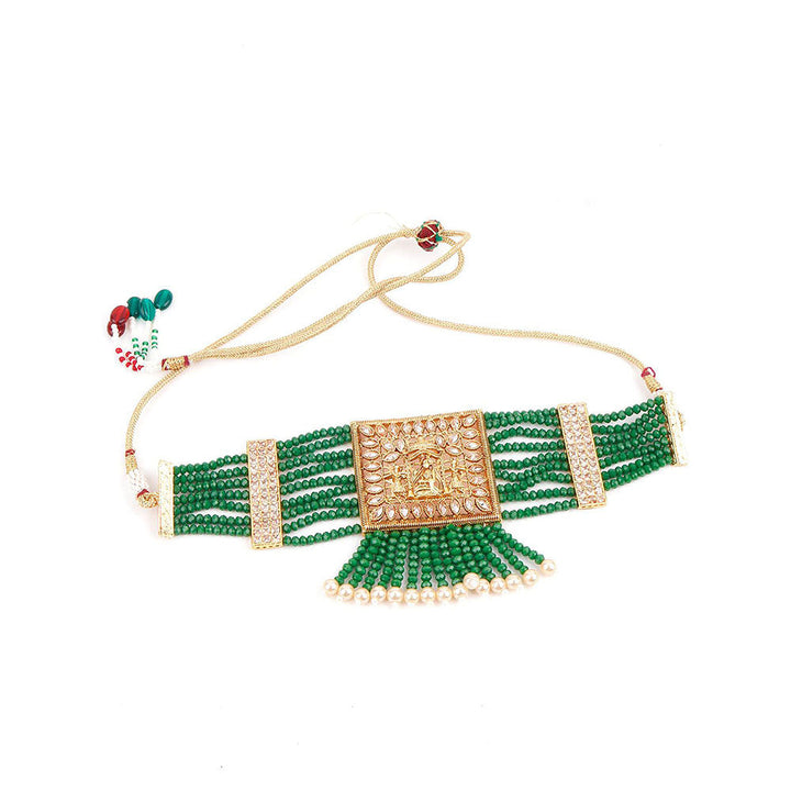 Odette Green Beads Kundan Jewellery Set