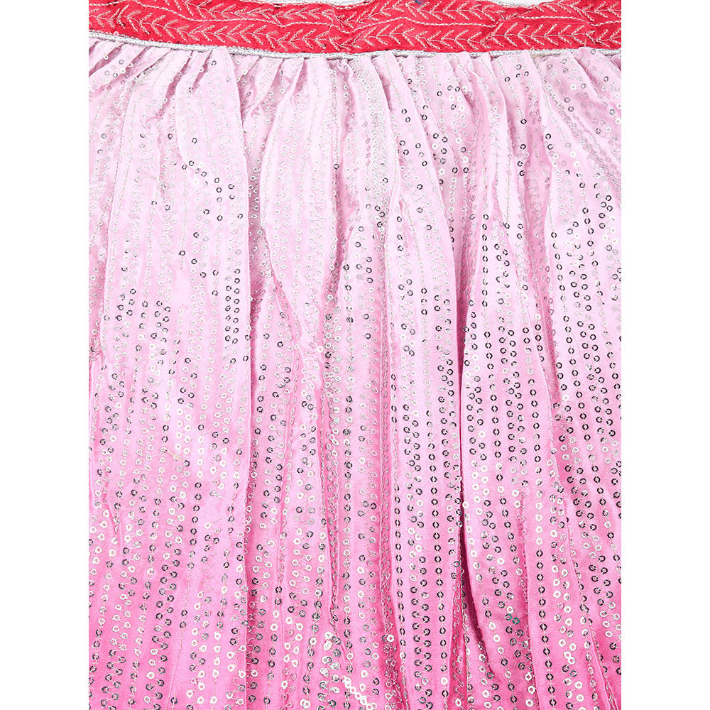 Odette Pink Sequence Semi Stitched Lehenga Choli (Set of 3)