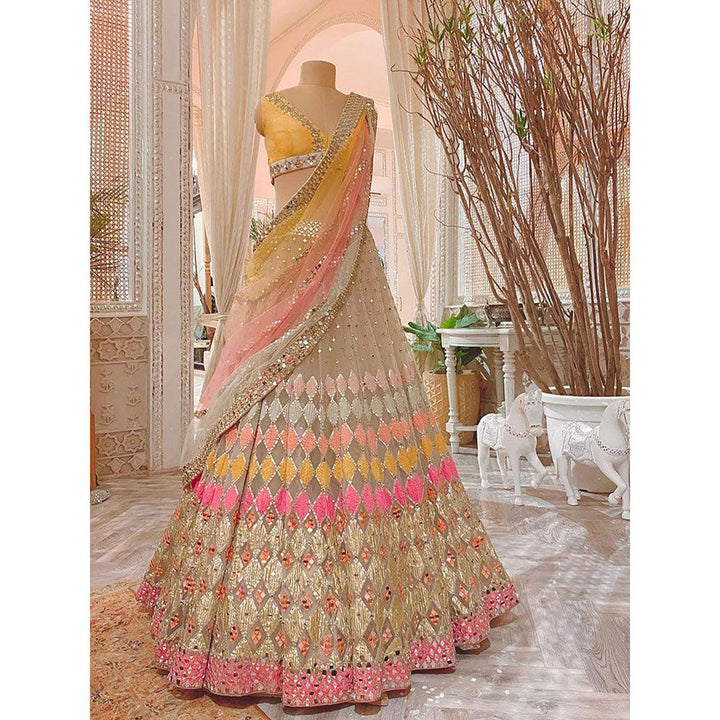 Odette Multicolored Net Sequence Semi-Stitched Lehenga Choli (Set of 3)