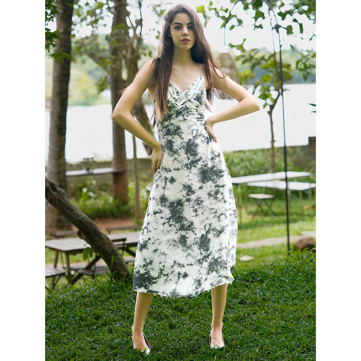 Odette Black And White Velvet Long Dress