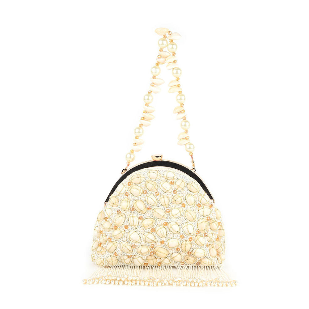 Odette Embellished White Clutch Bag