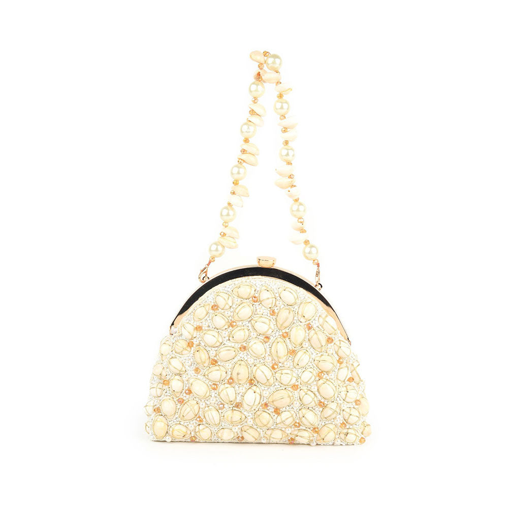 Odette Embellished White Clutch Bag