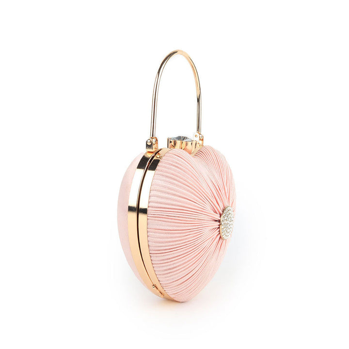 Odette Ruched Pink Heart Clutch Bag