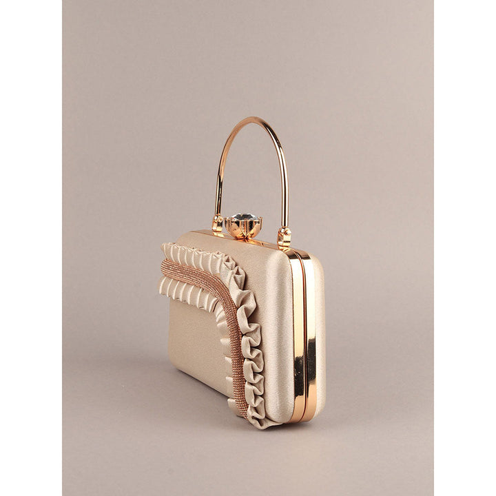 Odette Hi-Shine Ruched Detail Structured Clutch Bag