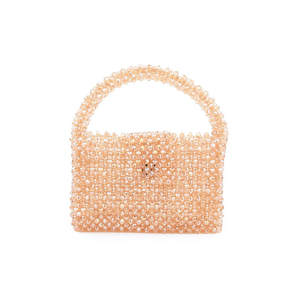 Odette Sparkling Golden Woven Beaded Clutch Bag