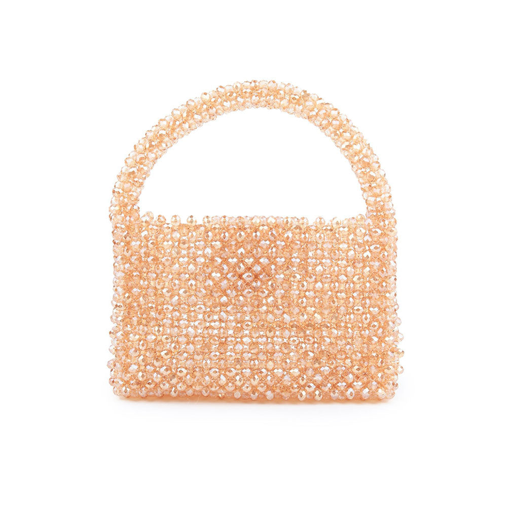 Odette Sparkling Golden Woven Beaded Clutch Bag