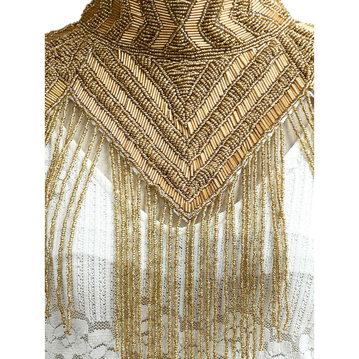 Odette Embellished Gold Cape