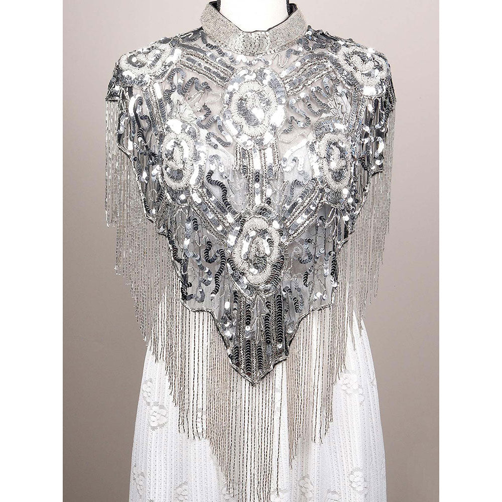 Odette Glaring Black-Silver Embellished Cape!