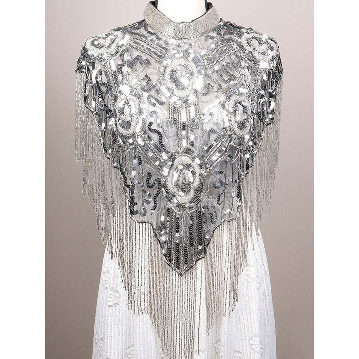 Odette Glaring Black-Silver Embellished Cape!