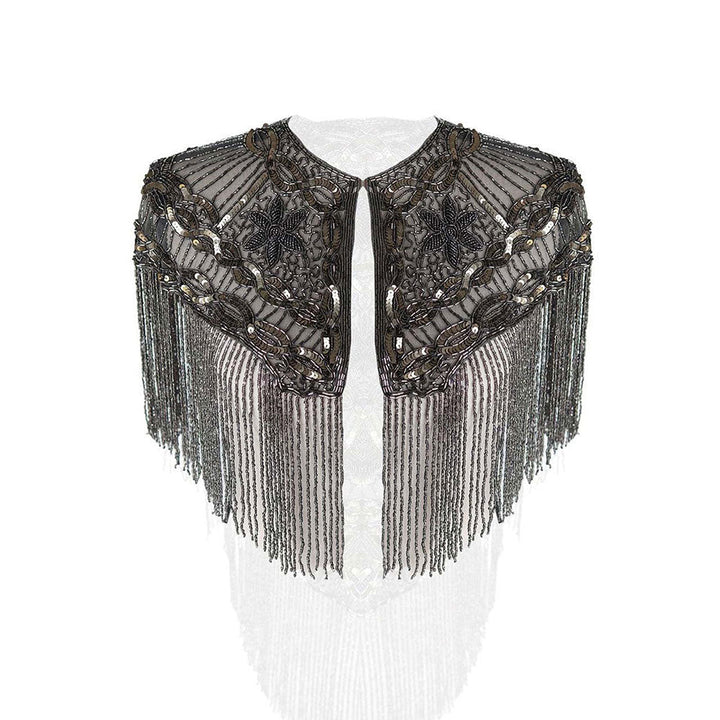 Odette Luxurious Grey Beaded Cape