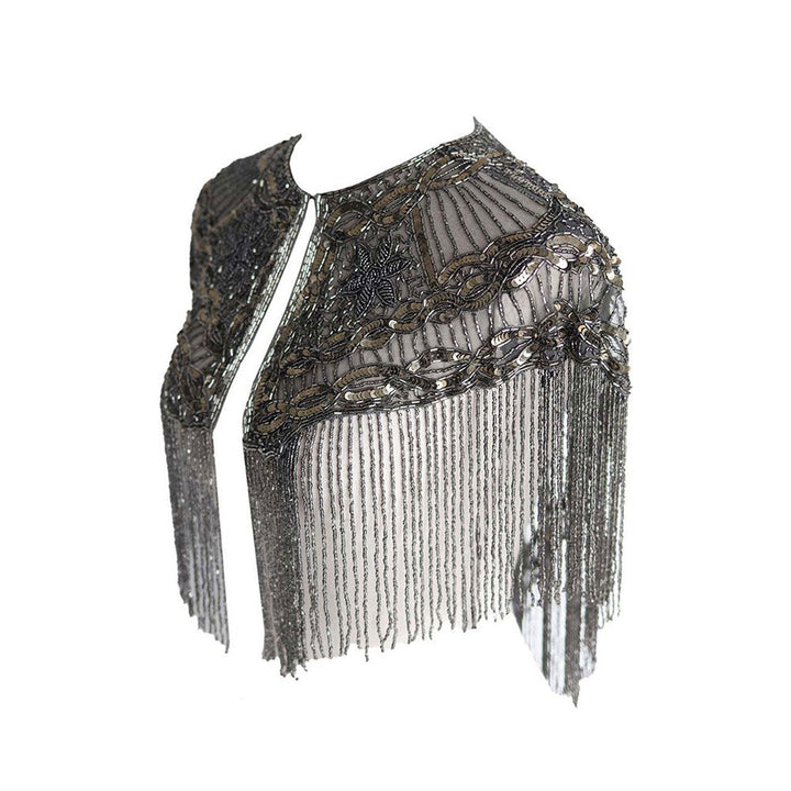 Odette Luxurious Grey Beaded Cape