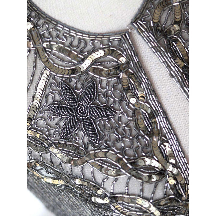 Odette Luxurious Grey Beaded Cape