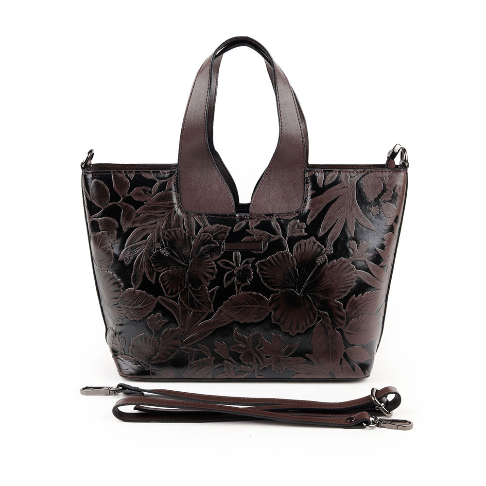 Odette Dark Brown Embossed Formal Handbag