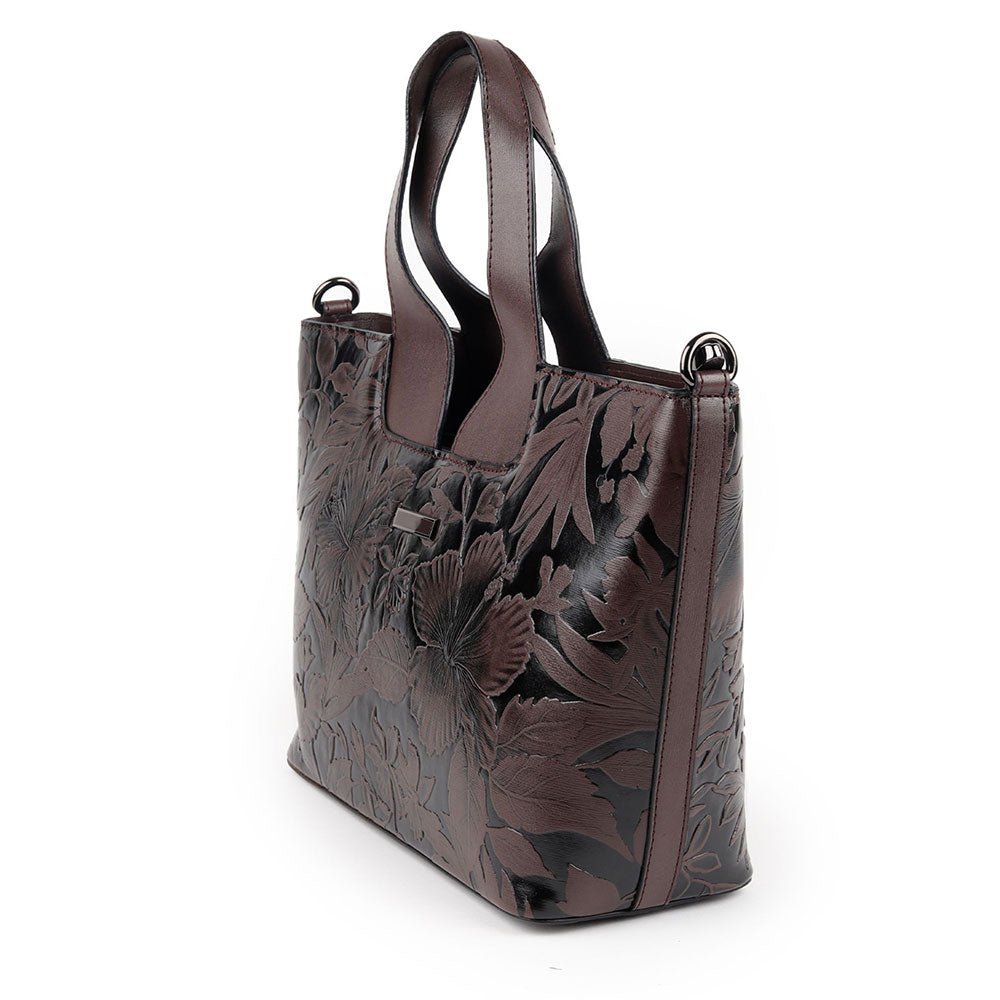 Odette Dark Brown Embossed Formal Handbag