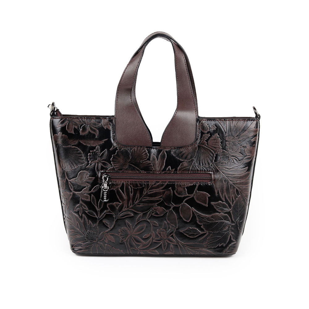 Odette Dark Brown Embossed Formal Handbag