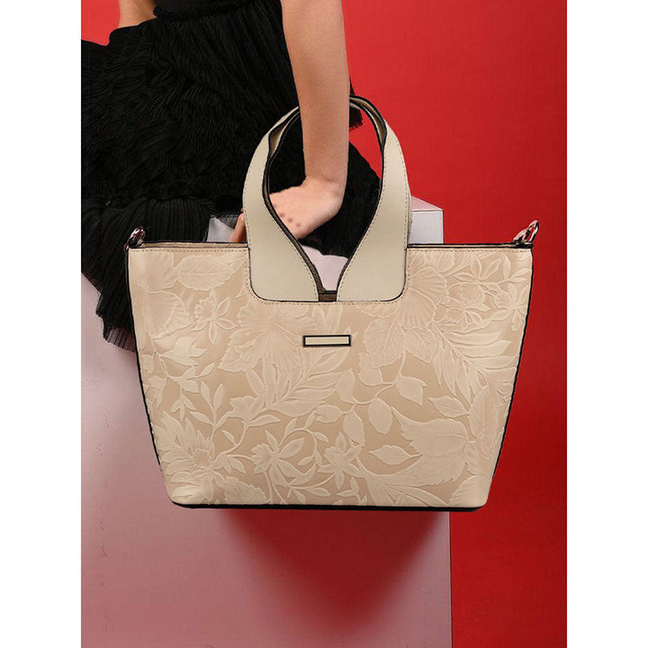 Odette Off White Embossed Formal Handbag