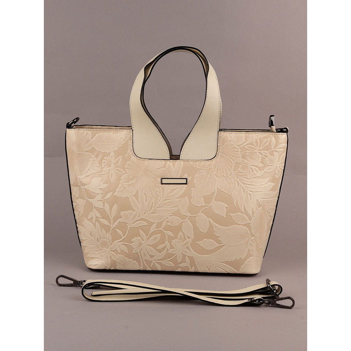 Odette Off White Embossed Formal Handbag