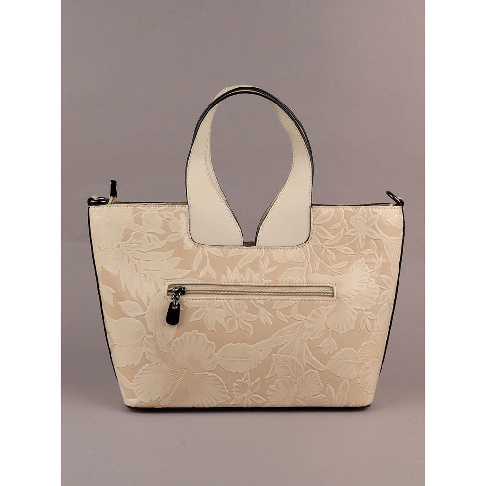 Odette Off White Embossed Formal Handbag