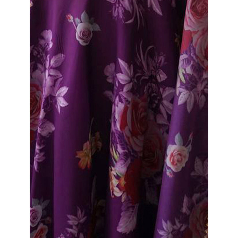 Odette Purple Printed Organza Stitched Kurta with Dupatta (Set of 2)