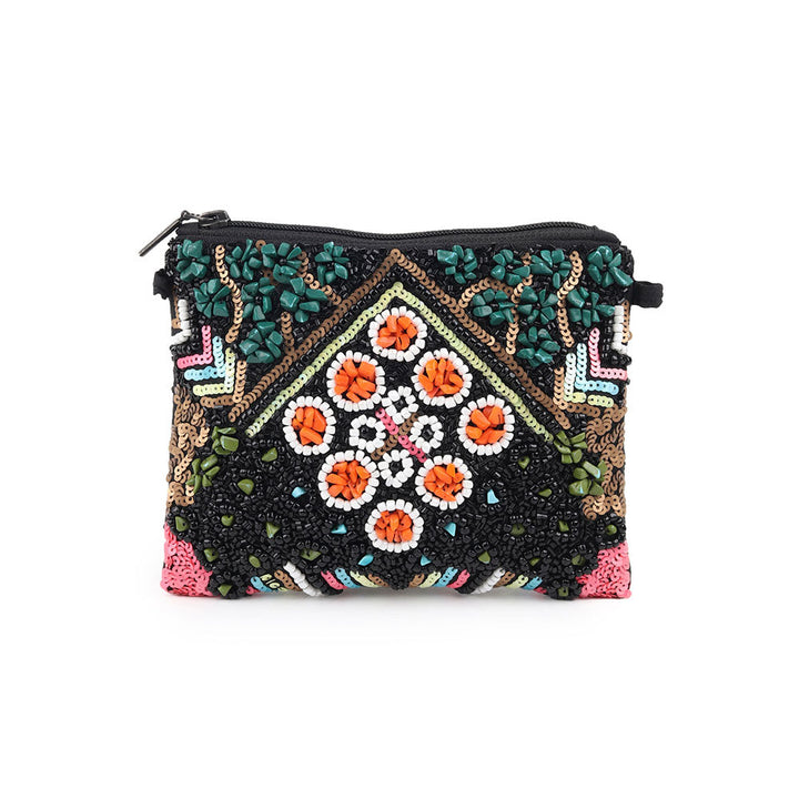 Odette Multicolor Beads and Sequins Embroidered Clutch