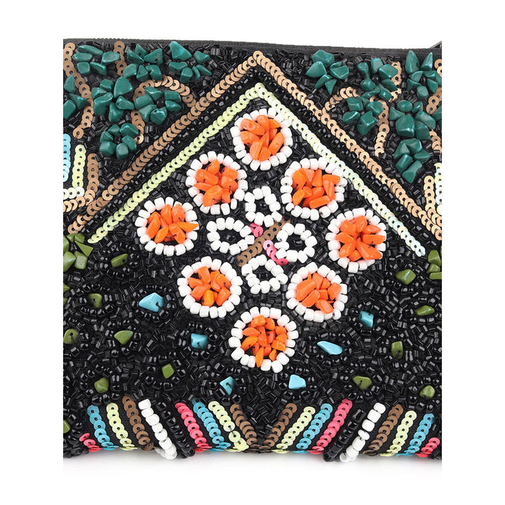 Odette Multicolor Beads and Sequins Embroidered Clutch