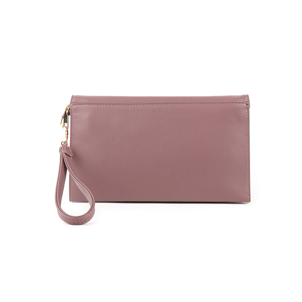 Odette Mauve Snake Textured Solid Sling Bag Clutch