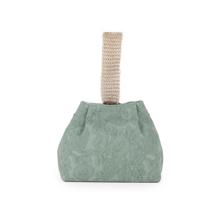 Odette Green Faux Stone Embellished and Textured Batua For Women