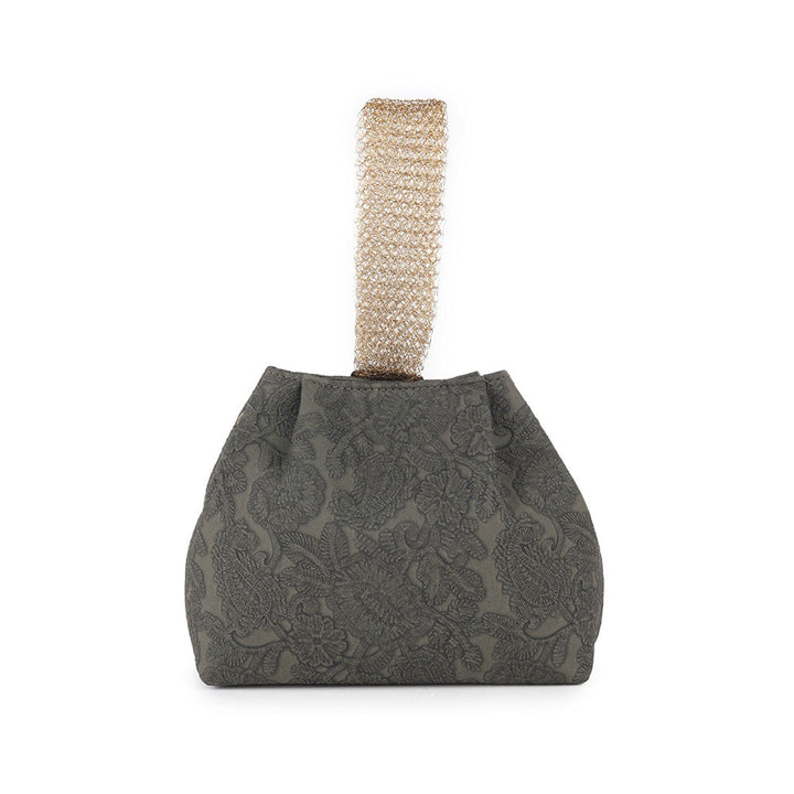 Odette Dark Olive Green Faux Stone Embellished and Textured Batua For Women